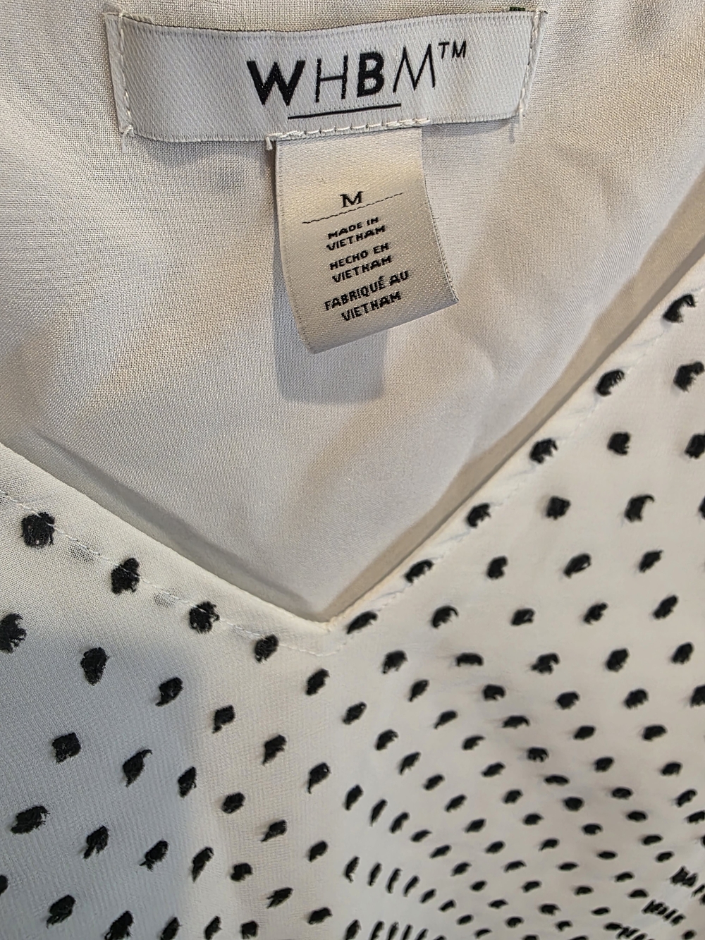 White House Black Market White V-Neck Polka Dot Blouse - Picture 3 of 6
